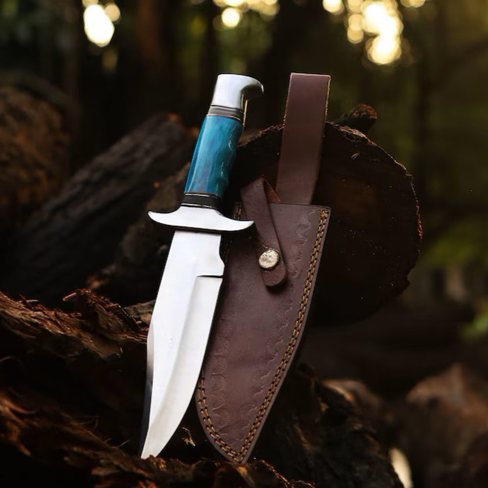 Handmade Stainless Steel Blade Hunting Bowie Knife Outdoor Knife Camping Knife Rambo Knife With Dyed Bone Handle 3