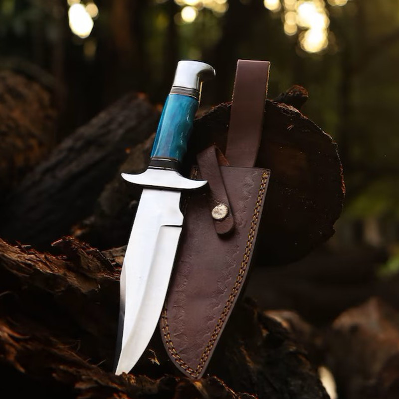 Handmade Stainless Steel Blade Hunting Bowie Knife Outdoor Knife Camping Knife Rambo Knife With Dyed Bone Handle 3