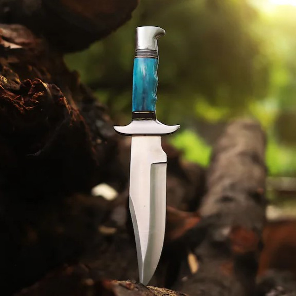 Handmade Stainless Steel Blade Hunting Bowie Knife Outdoor Knife Camping Knife Rambo Knife With Dyed Bone Handle 5