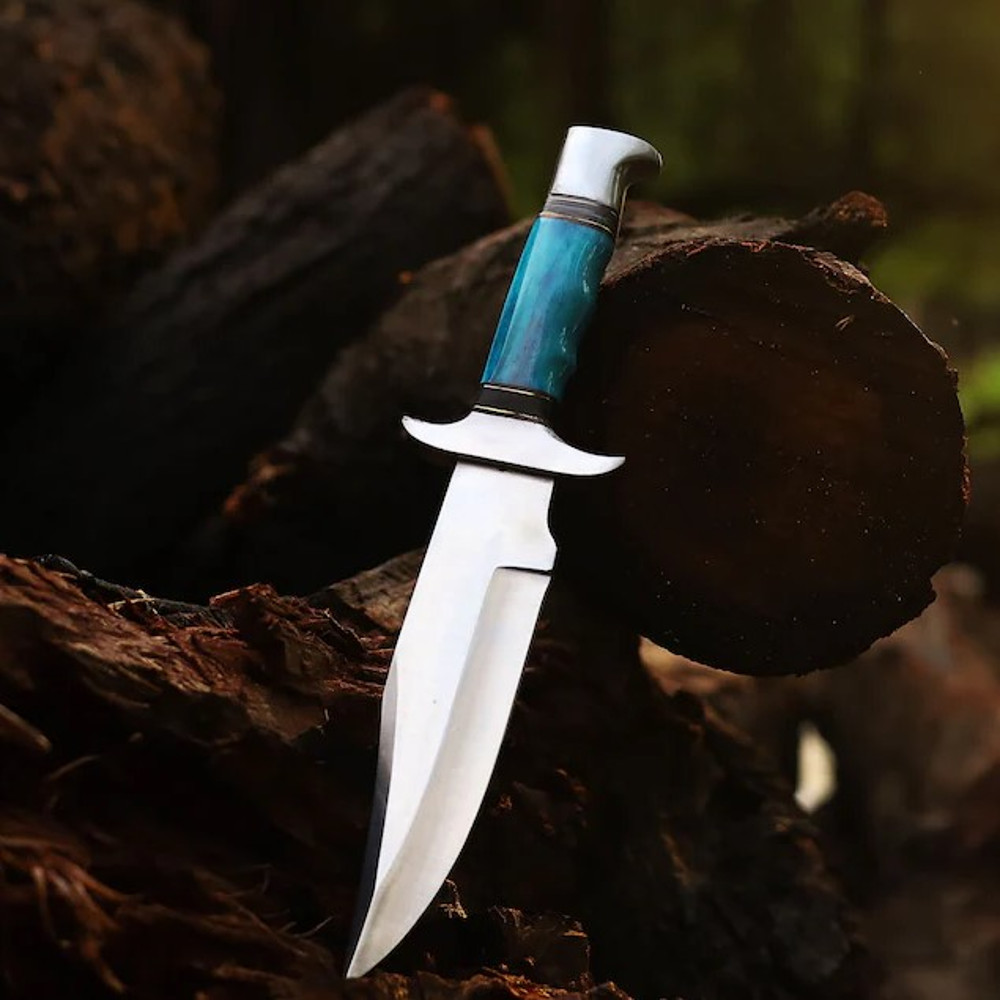 Handmade Stainless Steel Blade Hunting Bowie Knife Outdoor Knife Camping Knife Rambo Knife With Dyed Bone Handle 0
