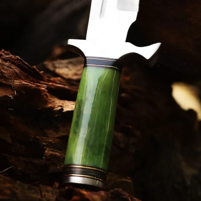 Handmade Stainless Steel Blade Hunting Bowie Knife Outdoor Knife Camping Knife Rambo Knife With Dyed Bone Handle 3