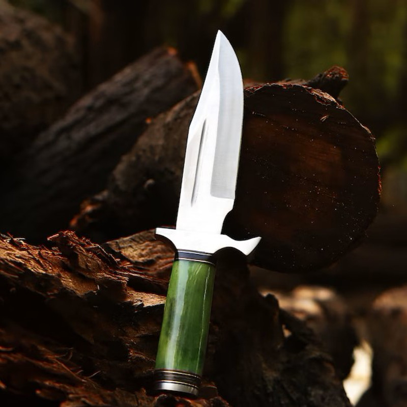 Handmade Stainless Steel Blade Hunting Bowie Knife Outdoor Knife Camping Knife Rambo Knife With Dyed Bone Handle 1