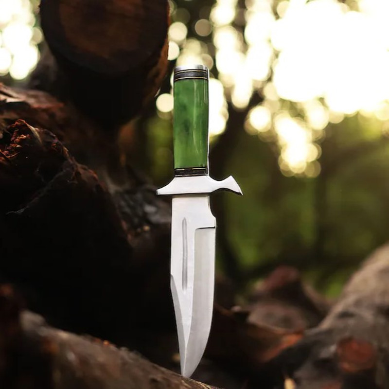 Handmade Stainless Steel Blade Hunting Bowie Knife Outdoor Knife Camping Knife Rambo Knife With Dyed Bone Handle 4