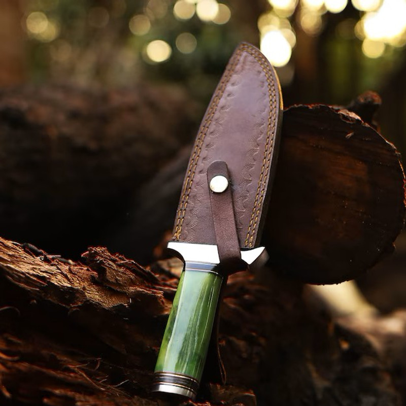 Handmade Stainless Steel Blade Hunting Bowie Knife Outdoor Knife Camping Knife Rambo Knife With Dyed Bone Handle 5