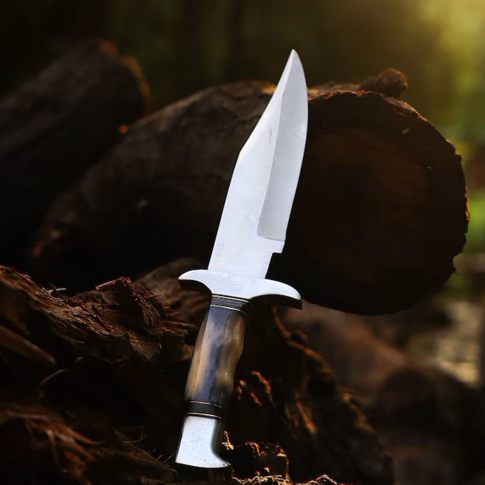 Handmade Stainless Steel Blade Hunting Bowie Knife Outdoor Knife Camping Knife Rambo Knife With Dyed Bone Handle 3
