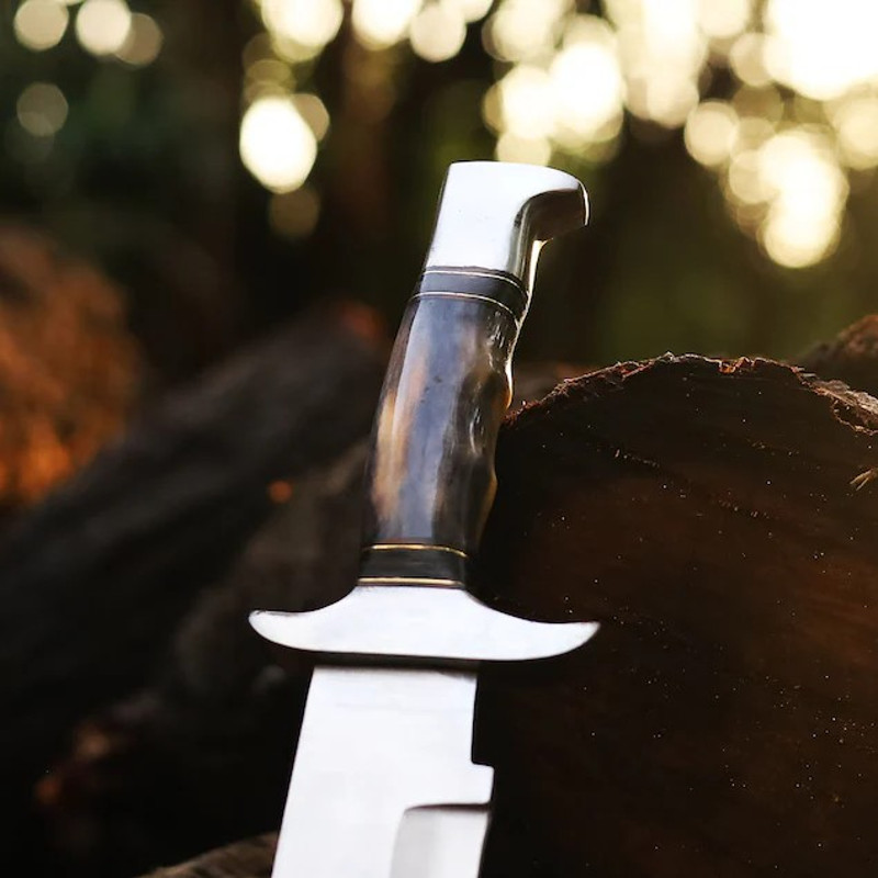 Handmade Stainless Steel Blade Hunting Bowie Knife Outdoor Knife Camping Knife Rambo Knife With Dyed Bone Handle 4