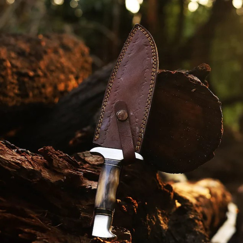Handmade Stainless Steel Blade Hunting Bowie Knife Outdoor Knife Camping Knife Rambo Knife With Dyed Bone Handle 5