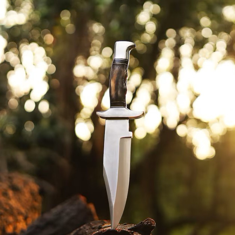 Handmade Stainless Steel Blade Hunting Bowie Knife Outdoor Knife Camping Knife Rambo Knife With Dyed Bone Handle 6