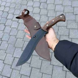 custom knives, hunting machete, jungle machete knife, handmade machete, carbon steel blade with walnut tree root handle,