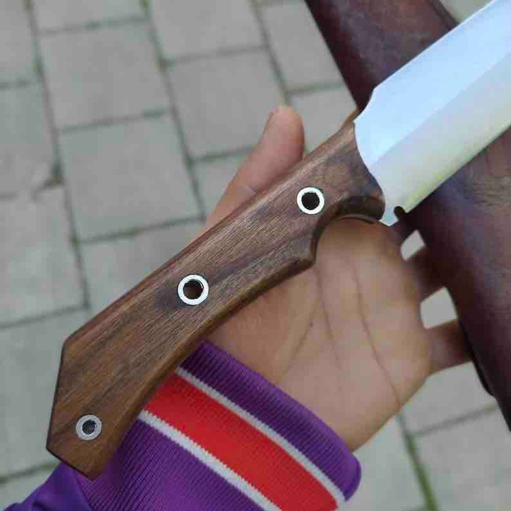 Handmade Custom Hunting Knife 4116 German Stainless Steel Walnut Root Wood With Leather Sheath 2