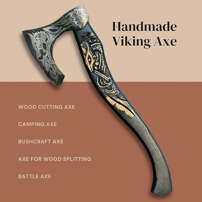 Hatchet Axe Carbon Steel Viking Axe Real Handmade 20 Inches Viking Bearded Axe For Wood Cutting Norse Hatchet Throwing 1