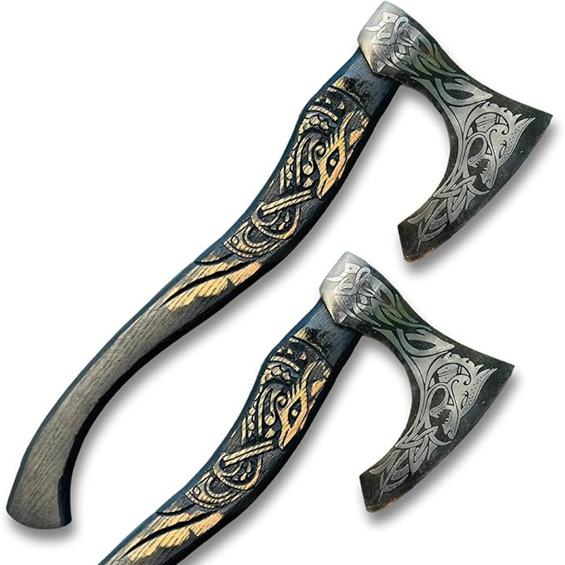 Hatchet Axe Carbon Steel Viking Axe Real Handmade 20 Inches Viking Bearded Axe For Wood Cutting Norse Hatchet Throwing 0