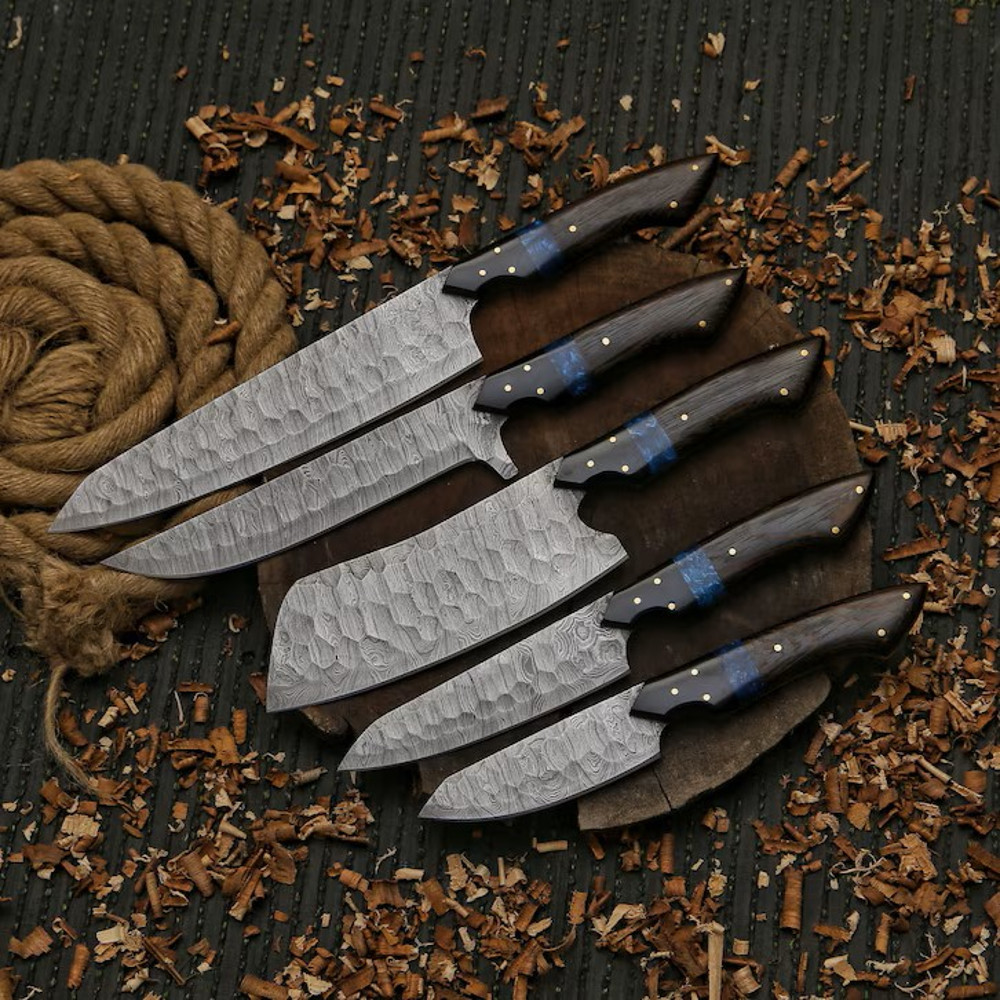 Set Of Chef Knives Set Damascus Steel Chef Knife Gift For Him Gift For Foyfriend Camping Knife  BBQ Knife 0