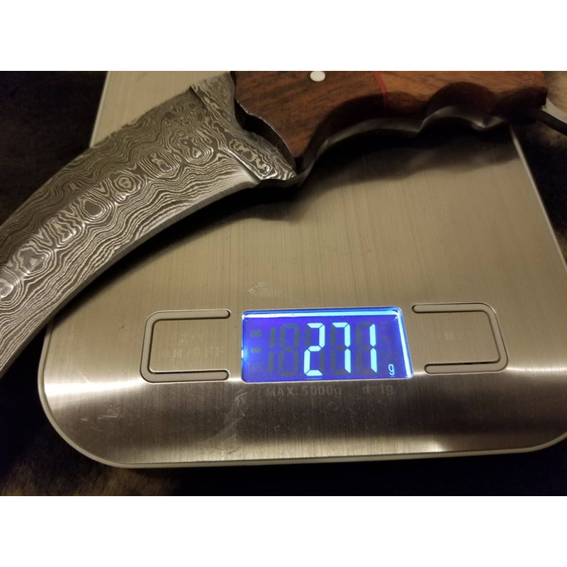 Damascus Steel Karambit Knife With Rose Walnut Wood 3