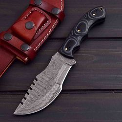 tracker damascus steel hunting knife : 10"inches