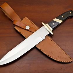custom hand made d2 blade full tang bowie hunting knife- pakka wood