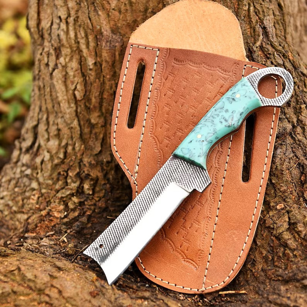 Hand Forged Bull Cutter Knife D2 Steel Cowboy Knife Everyday Carry Gift For Men Groomsman Gift 0