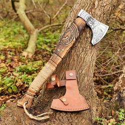custom gift hand forged carbon steel viking axe with ash wood shaft
