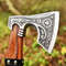 Custom Hand Made Carbon Steel Viking Axe With Wood And Leather Handle Sheath Included 3