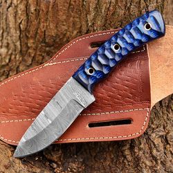 custom handmade damascus steel skinner bush craft hunting every day carry knife w/sheath