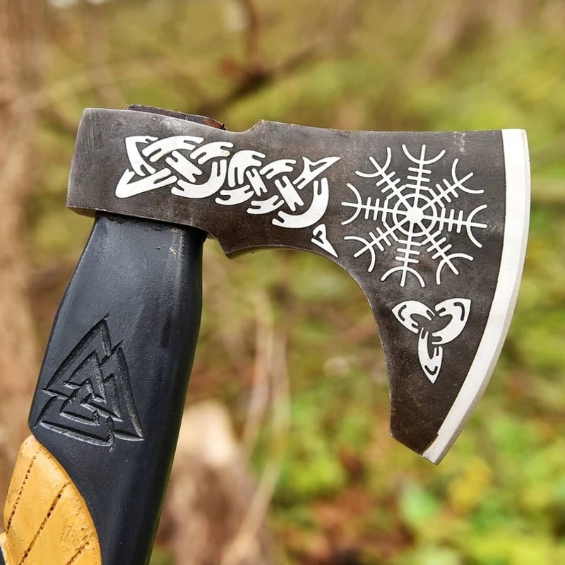 Forged Axe Custom Forged Hatchet Handmade Carbon Steel Camping Axe Forest Axe Bush Craft Axe Ash Wood Shaft 3