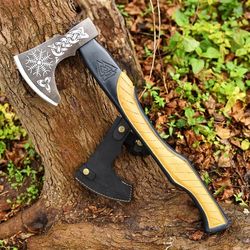 forged axe, custom forged hatchet, handmade carbon steel camping axe, forest axe, bush craft axe ash wood shaft