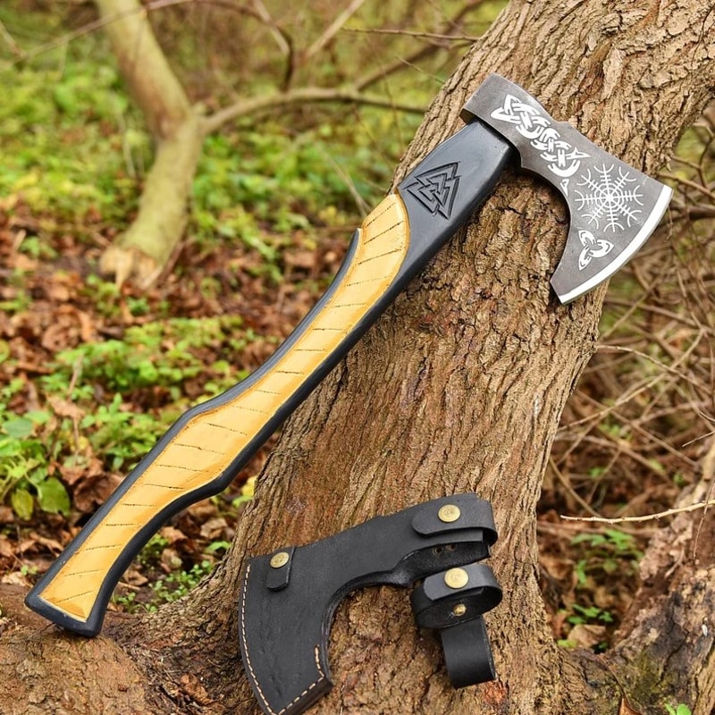 Forged Axe Custom Forged Hatchet Handmade Carbon Steel Camping Axe Forest Axe Bush Craft Axe Ash Wood Shaft 1