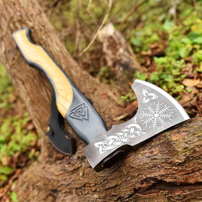 Forged Axe Custom Forged Hatchet Handmade Carbon Steel Camping Axe Forest Axe Bush Craft Axe Ash Wood Shaft 2