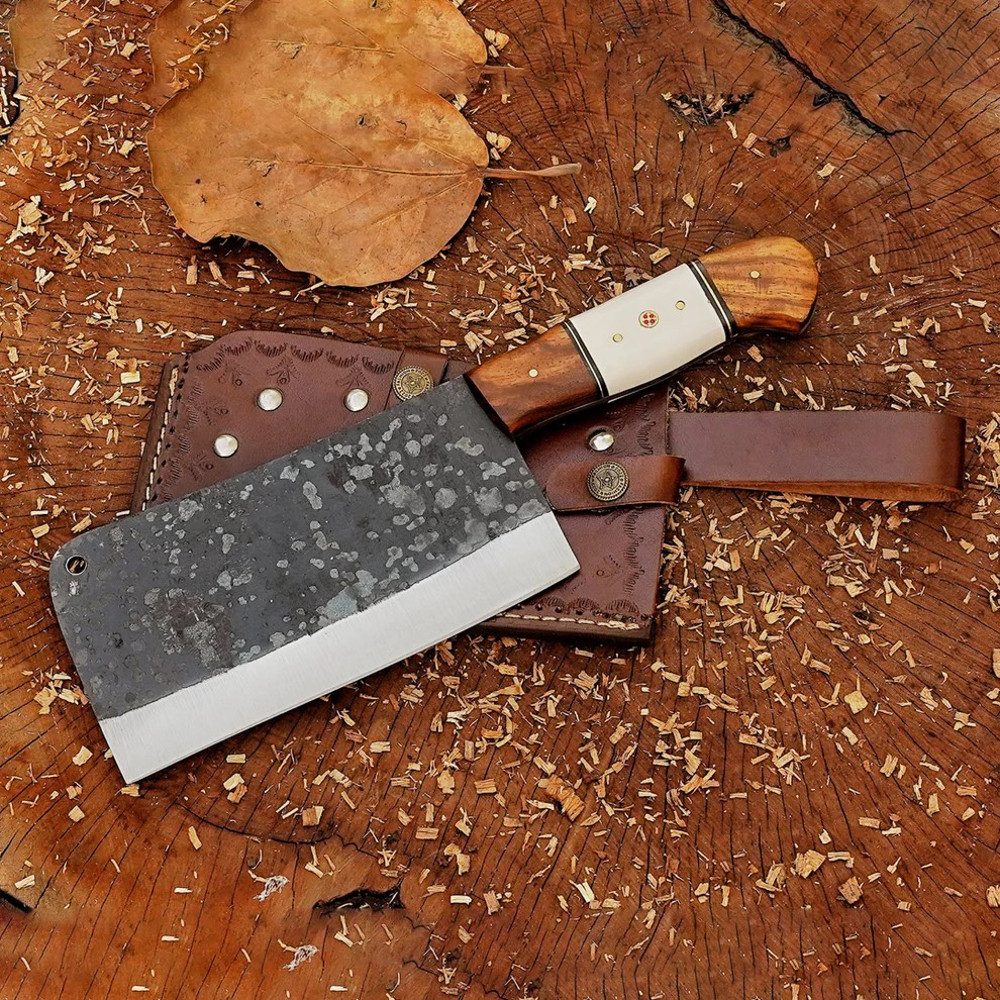 Eternal Essence Cleaver 10 Chef Cleaver Knife With Bone  Wood Handle Carbon Steel Meat Cleaver Knife 0