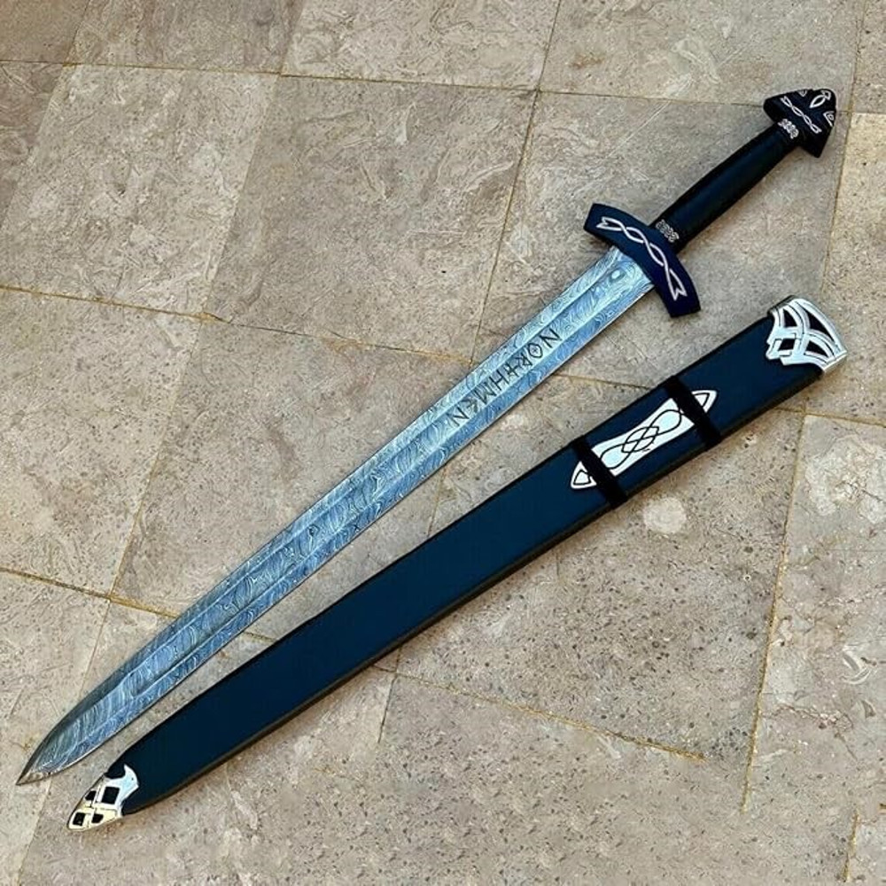Generic Hand Forged Damascus Steel Viking Sword Sharp Northmen Viking Sword WScabbard 5