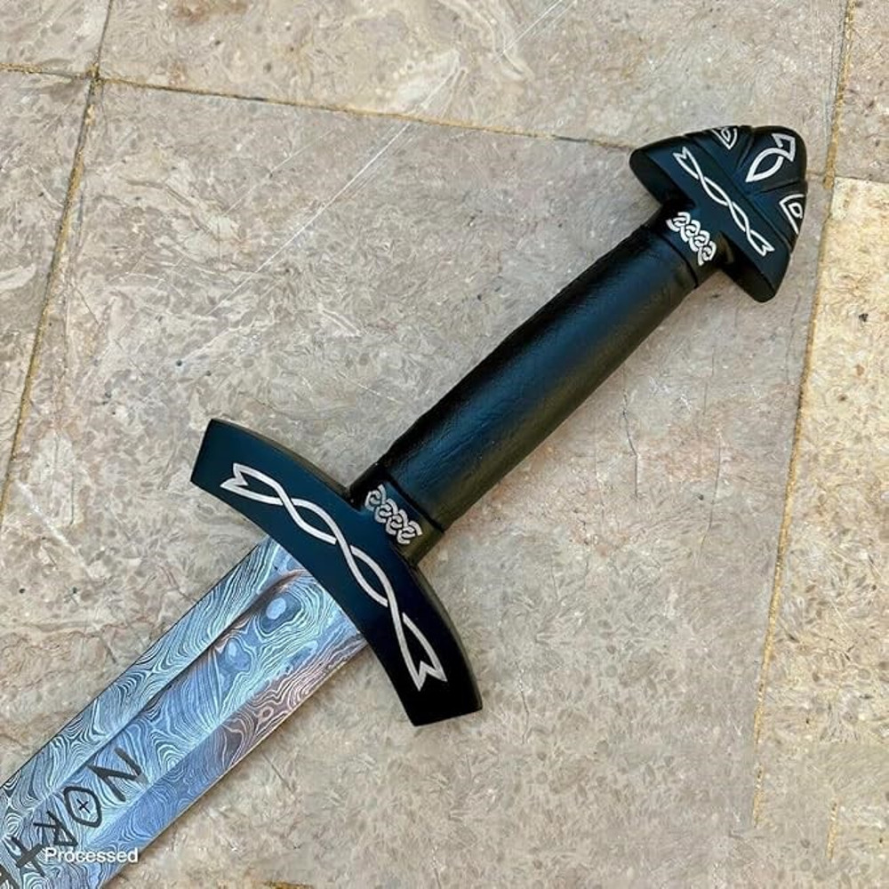 Generic Hand Forged Damascus Steel Viking Sword Sharp Northmen Viking Sword WScabbard 2