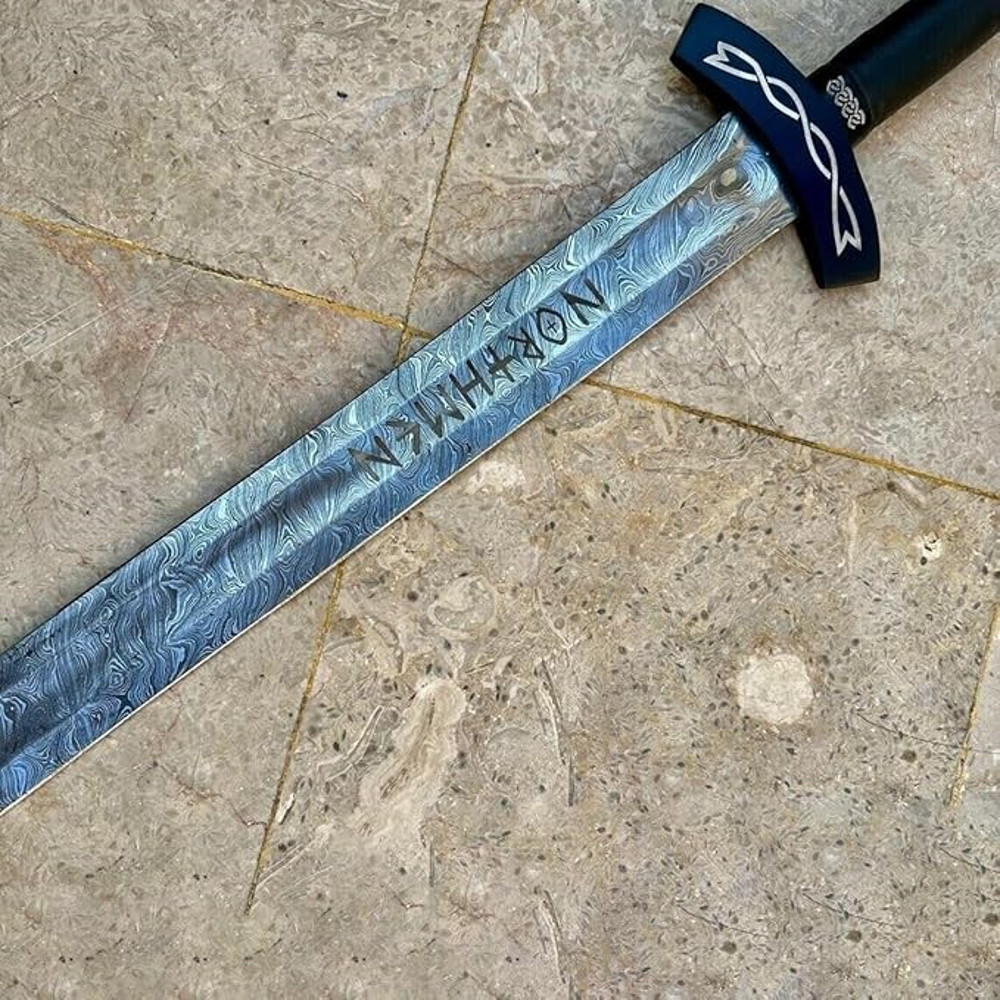Generic Hand Forged Damascus Steel Viking Sword Sharp Northmen Viking Sword WScabbard 1