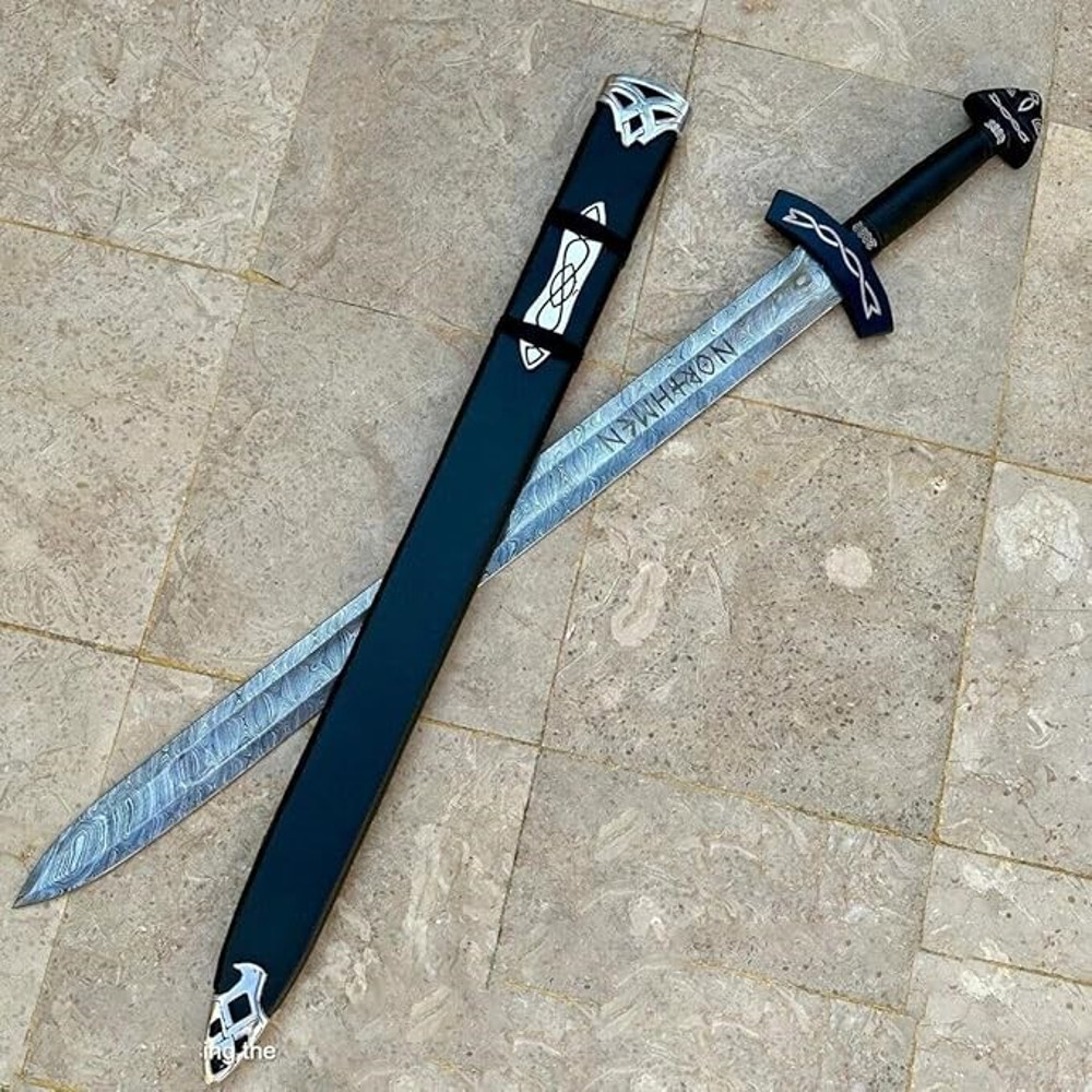 Generic Hand Forged Damascus Steel Viking Sword Sharp Northmen Viking Sword WScabbard 4
