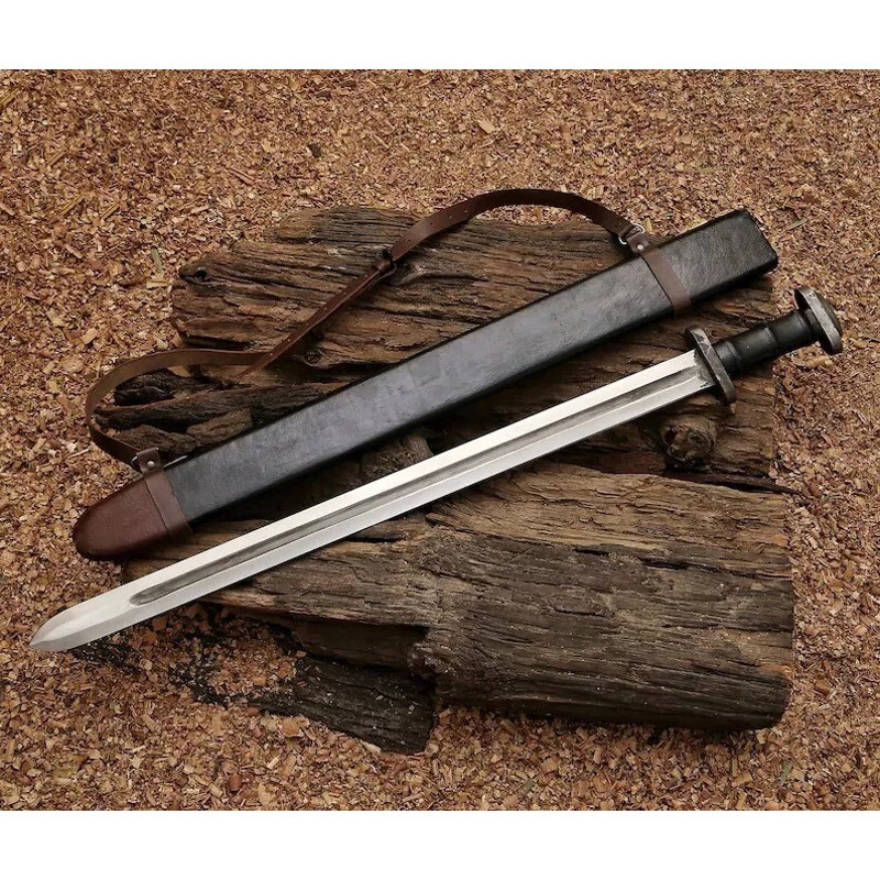 CUSTOM HANDMADE FORGED SPRING STEEL HUNTING VIKING REAL LONG SWORD WITH SHEATH 0