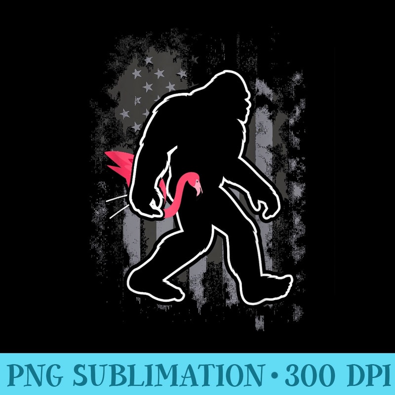 Bigfoot Carrying Lawn Flamingo Funny Sasquatch - Printable PNG Graphics - Versatile And Customizable Designs