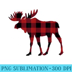 red black buffalo plaid flannel christmas moose - png illustration download