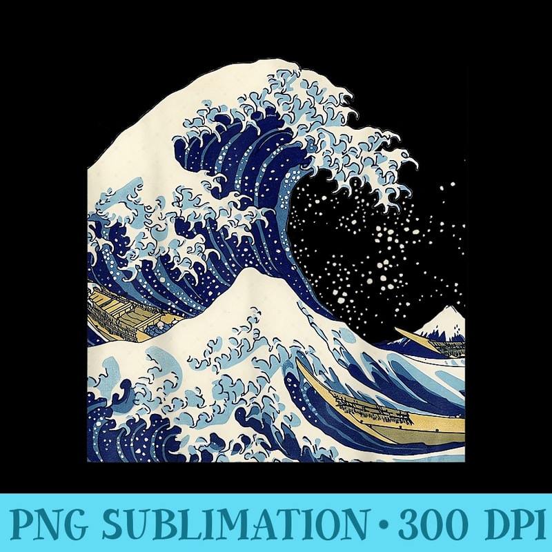 The Great Wave off Kanagawa by Hokusai T - Download Transparent Artwork - Perfect for Sublimation Art