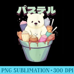 kawaii polar bear chibi ice cream manga anime otaku - png design assets
