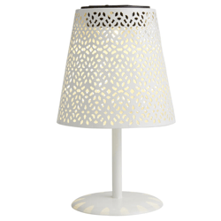 Punched Metal Shade Solar LED Table Lamp , color: White