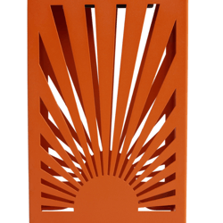 Square Punched Metal Sunburst Solar LED Table Lamp , color: Orange