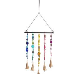Rainbow Beads and Metal Bells Wind Chime