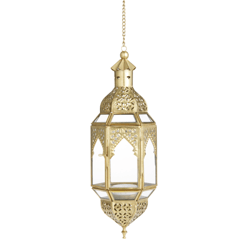 Latika Antique Gold Hanging Candle Lantern