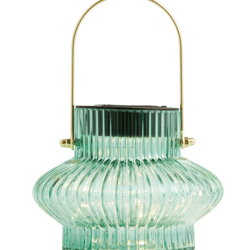 Ribbed Glass Bulb Solar LED Portable Lantern , color: Aqua