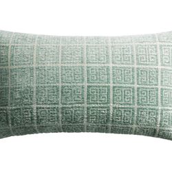 Teal And Ivory Greek Key Tile Indoor Outdoor Lumbar Pillow