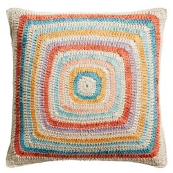 Multicolor Crocheted Tile Indoor Outdoor Throw Pillow