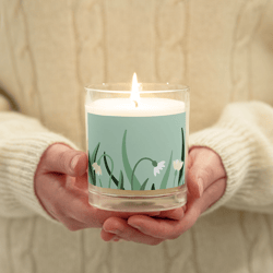 Glass jar soy wax candle with floral print