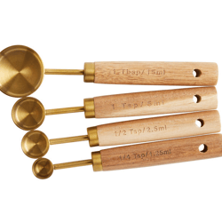 Gold Metal and Wood Nesting Measuring Spoons