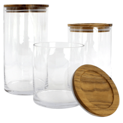 Glass Food Storage Canister With Acacia Wood Lid
