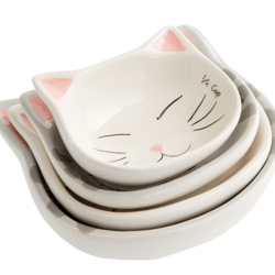 Gray Ceramic Cat Nesting Measuring Cups