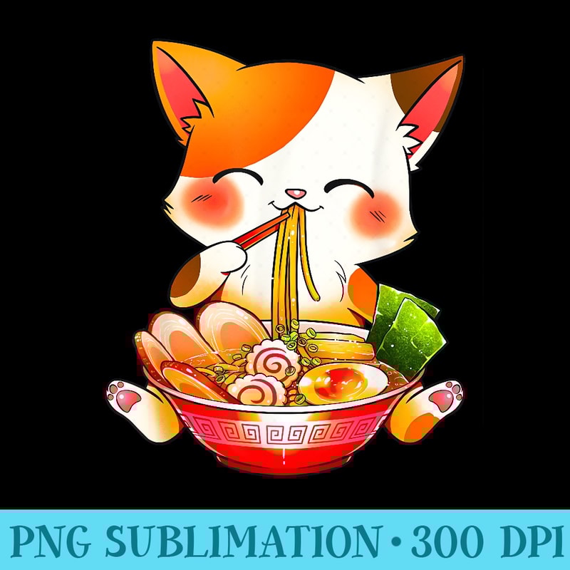 Ramen Cat Neko Anime Kawaii Japanese Merch Girls - Download Transparent Artwork - Perfect for Creative Projects